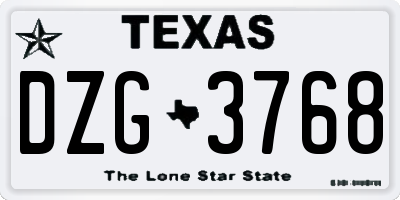 TX license plate DZG3768