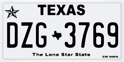 TX license plate DZG3769
