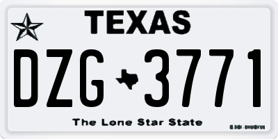 TX license plate DZG3771
