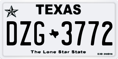 TX license plate DZG3772