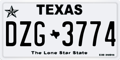 TX license plate DZG3774