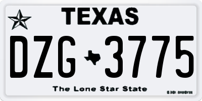TX license plate DZG3775
