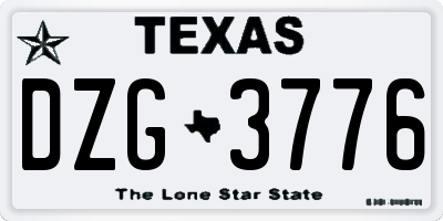 TX license plate DZG3776