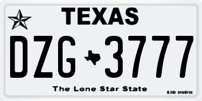 TX license plate DZG3777