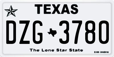 TX license plate DZG3780