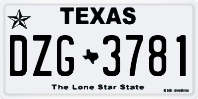 TX license plate DZG3781