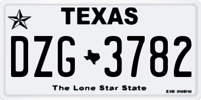TX license plate DZG3782