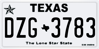 TX license plate DZG3783