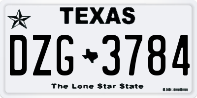 TX license plate DZG3784