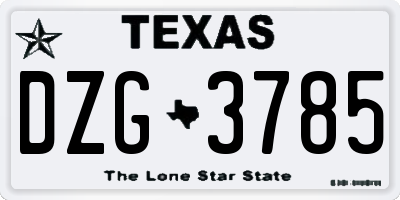 TX license plate DZG3785