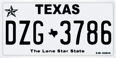 TX license plate DZG3786