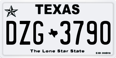 TX license plate DZG3790
