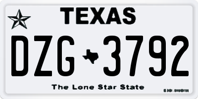 TX license plate DZG3792