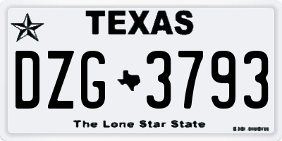 TX license plate DZG3793