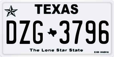 TX license plate DZG3796