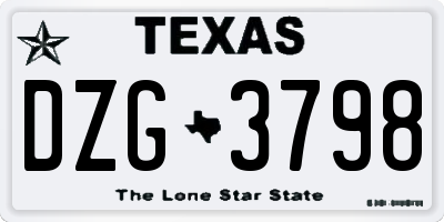 TX license plate DZG3798