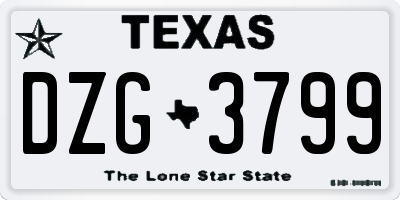 TX license plate DZG3799