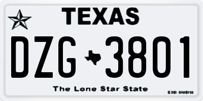 TX license plate DZG3801