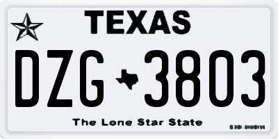 TX license plate DZG3803