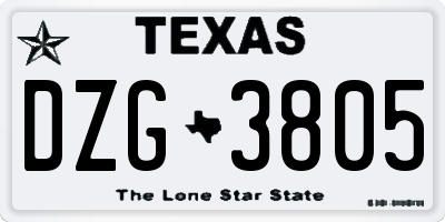TX license plate DZG3805