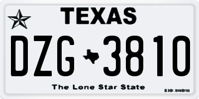 TX license plate DZG3810