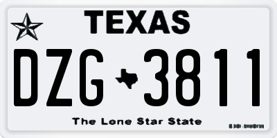 TX license plate DZG3811
