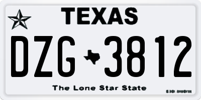 TX license plate DZG3812