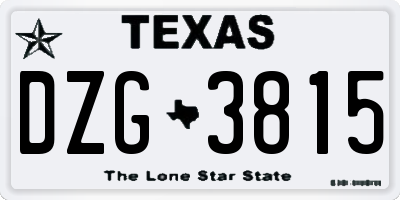 TX license plate DZG3815