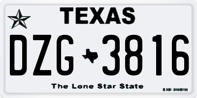 TX license plate DZG3816