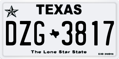 TX license plate DZG3817