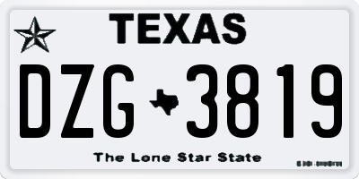 TX license plate DZG3819