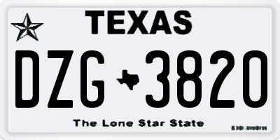 TX license plate DZG3820