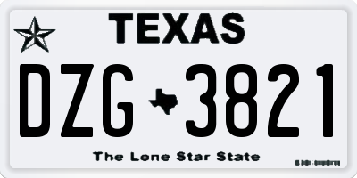 TX license plate DZG3821