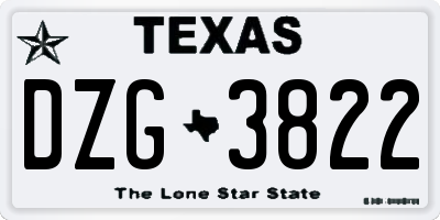 TX license plate DZG3822