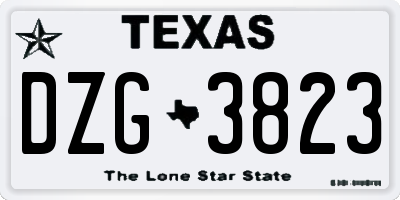 TX license plate DZG3823
