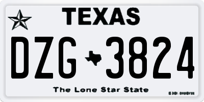 TX license plate DZG3824