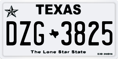 TX license plate DZG3825