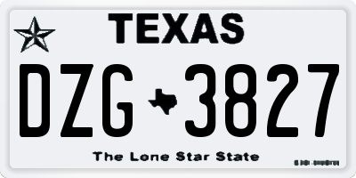 TX license plate DZG3827