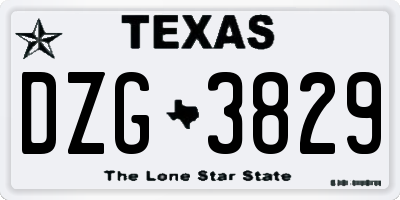 TX license plate DZG3829