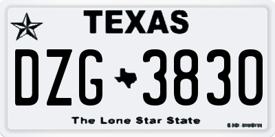 TX license plate DZG3830