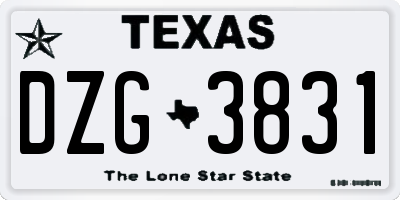 TX license plate DZG3831