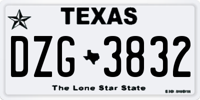 TX license plate DZG3832