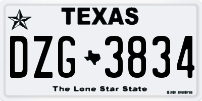 TX license plate DZG3834