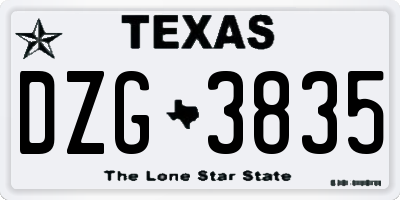 TX license plate DZG3835