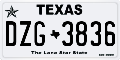 TX license plate DZG3836