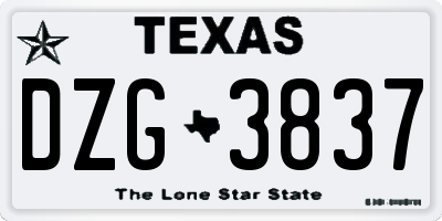 TX license plate DZG3837