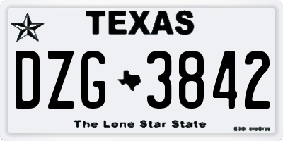 TX license plate DZG3842