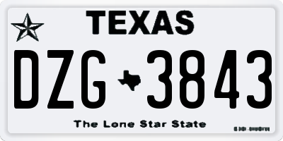 TX license plate DZG3843