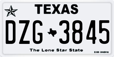 TX license plate DZG3845