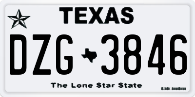 TX license plate DZG3846
